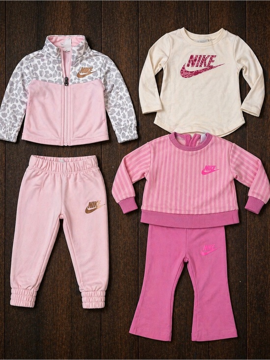 Nike Other - Nike Baby Girl Outfit Bundle 12M Pink Tracksuit Set Logo Matching Lot